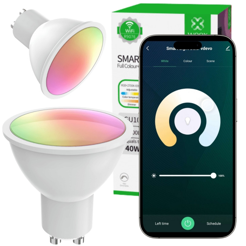 Inteligentna Żarówka LED GU19 WIFI TUYA RGB kolorowa sterowana w aplikacji WOOX