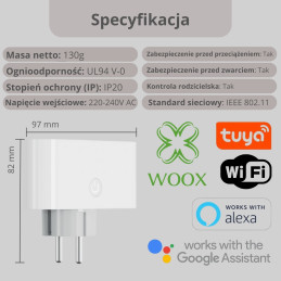Podwójne Gniazdko Inteligentne WIFI Tuya SMART Watomierz Programator WOOX – zdjęcie 6