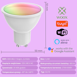Inteligentna Żarówka LED GU19 WIFI TUYA RGB kolorowa sterowana w aplikacji WOOX – zdjęcie 3
