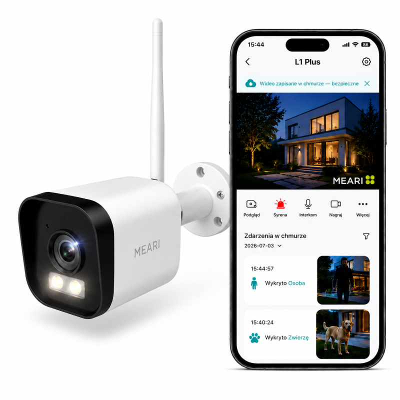 Kamera zewnętrzna WIFI 5GHz LAN Optyka premium Darmowa Chmura AI MEARI L1 Plus