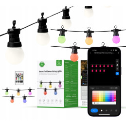 Girlanda Ogrodowa Świetlna LED Lampki Zewnętrzne WiFi Smart WiFi RGB 12,3m WOOX – zdjęcie 5