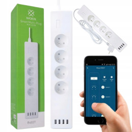 Listwa zasilająca Smart Przedłużacz WIFI SMART 4x USB Tuya aplikacja mobilna WOOX R4027 – zdjęcie 13