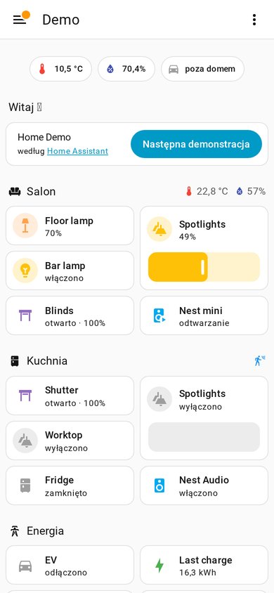 Home Assistant w aplikacji na telefon