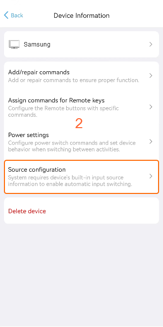 Wybór Source Configuration w menu edycji