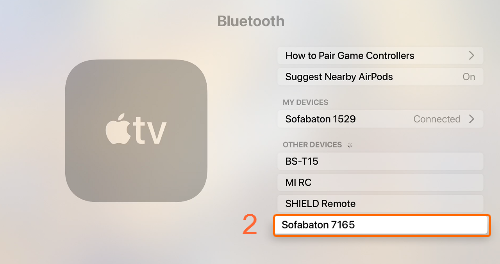 Parowanie z urządzeniem Sofabaton w ustawieniach Bluetooth