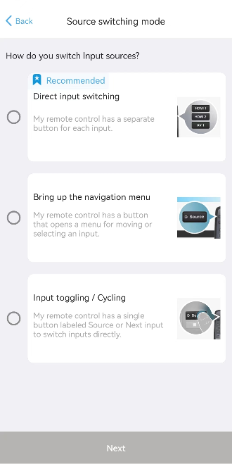 Trzy sposoby przełączania wejść: bezpośredni, przez menu, cykliczny