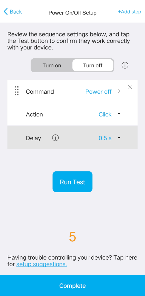 Aplikacja SofaBaton: przycisk Run Test