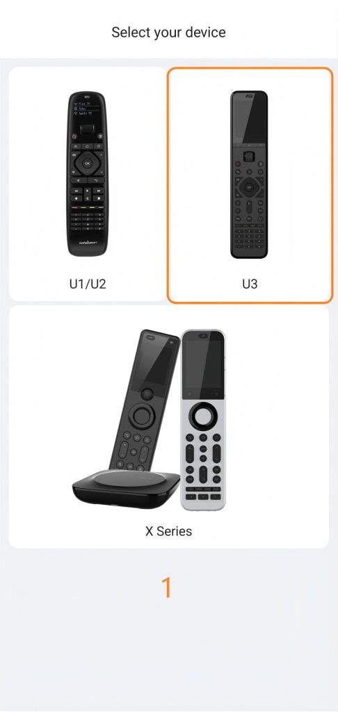 Wybór modelu U3 w aplikacji Sofabaton