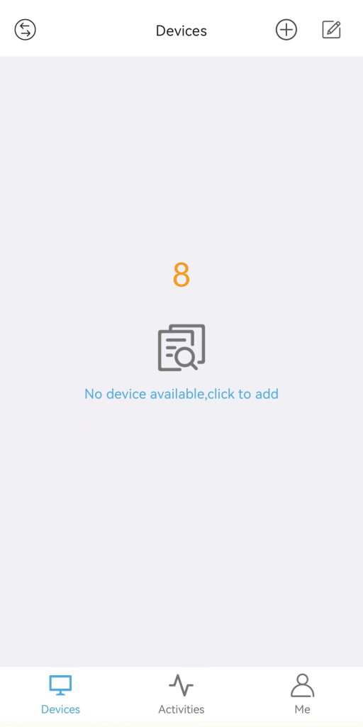Aplikacja SofaBaton: strona Devices po połączeniu z hubem