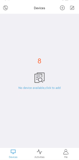Strona Devices po połączeniu z hubem