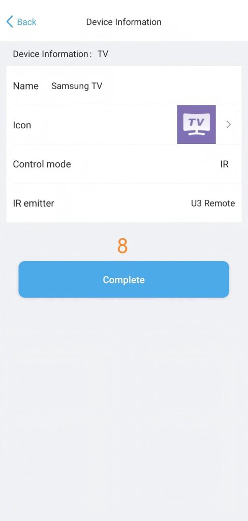 Uczenie z oryginalnego pilota – krok 8