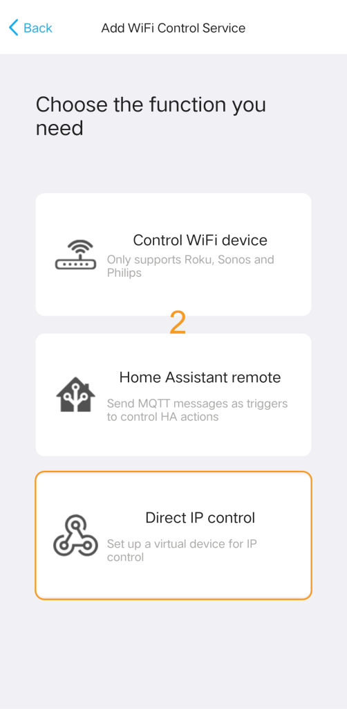 Aplikacja SofaBaton: dodawanie urządzenia IP Control