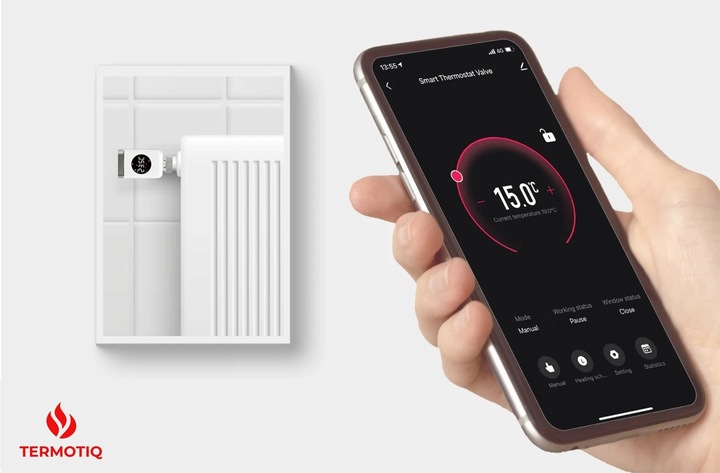 Nowoczesny termostat WiFi umożliwiający zdalne sterowanie temperaturą w domu, idealne rozwiązanie do inteligentnego zarządzania ogrzewaniem w smart home.